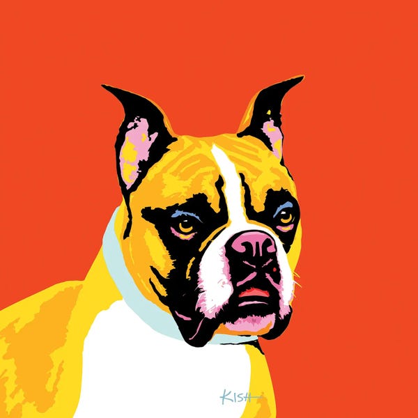 Boxers: Boxer Orange Woofhol by Gretchen KISH Serrano