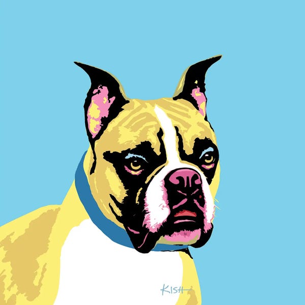 Boxers: Boxer Blue Woofhol by Gretchen KISH Serrano