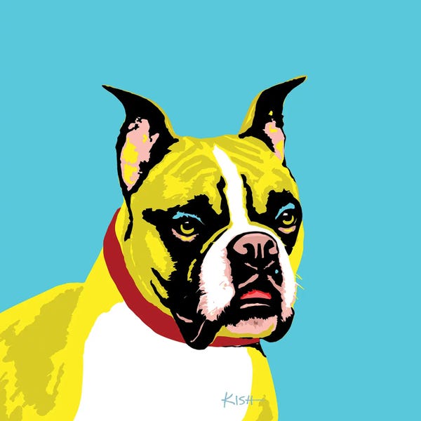 Boxers: Boxer Teal Woofhol by Gretchen KISH Serrano