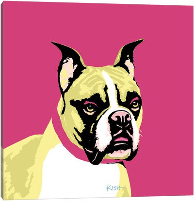 Boxer Pink Woofhol Canvas Art Print - Boxer Art