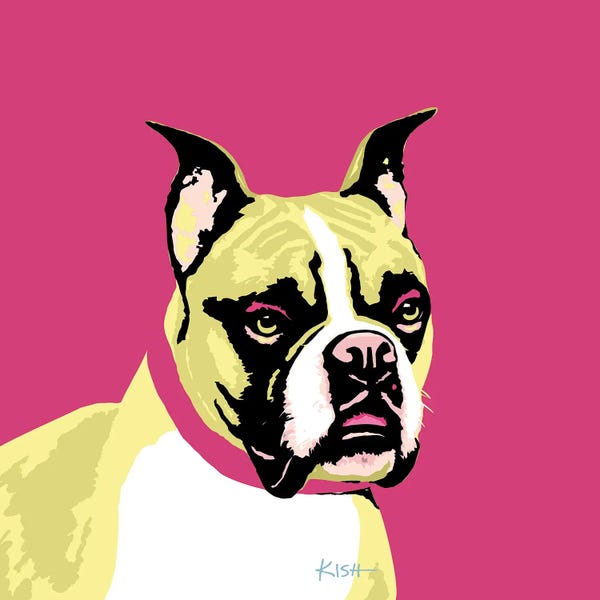 Boxers: Boxer Pink Woofhol by Gretchen KISH Serrano
