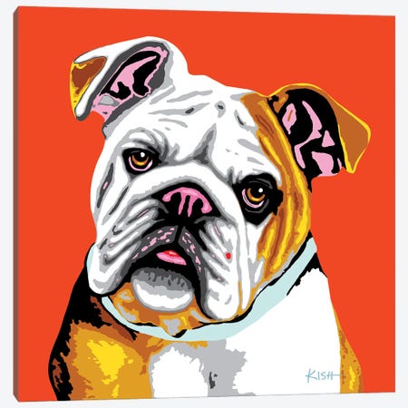 Bulldog Orange Woofhol Canvas Print #GKS318} by Gretchen Kish Serrano Canvas Print