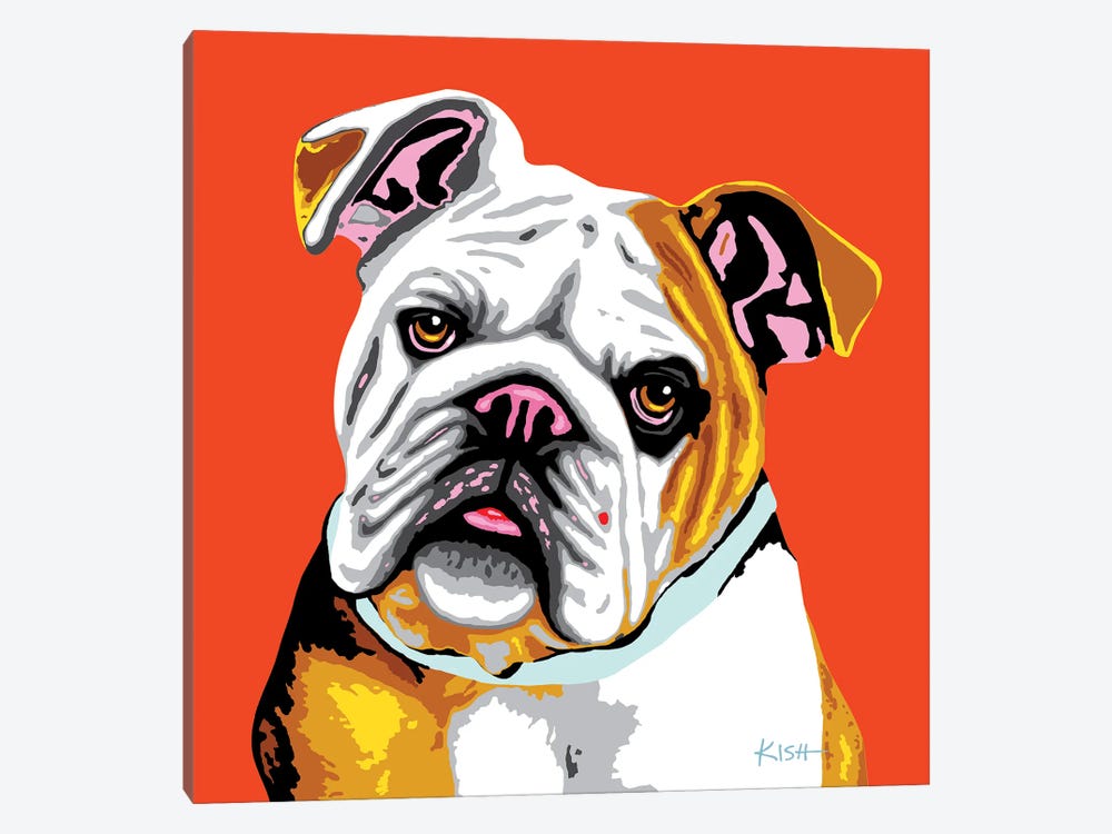 Bulldog Orange Woofhol by Gretchen Kish Serrano 1-piece Canvas Art Print