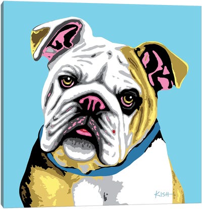 Bulldog Blue Woofhol Canvas Art Print - Bulldog Art