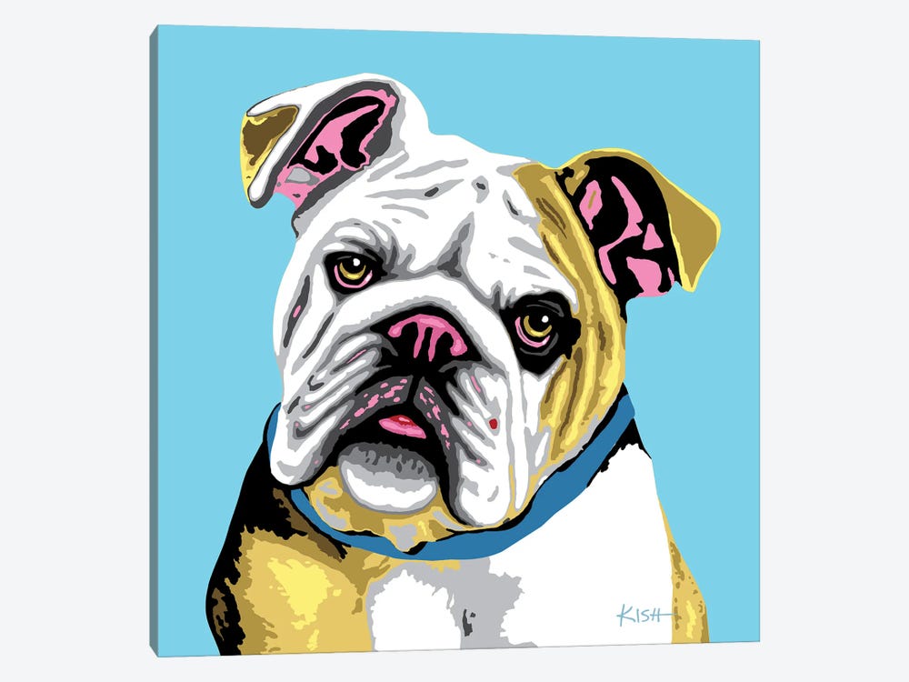 Bulldog Blue Woofhol by Gretchen Kish Serrano 1-piece Canvas Artwork