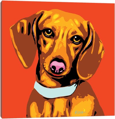 Dachshund Orange Woofhol Canvas Art Print - Similar to Andy Warhol