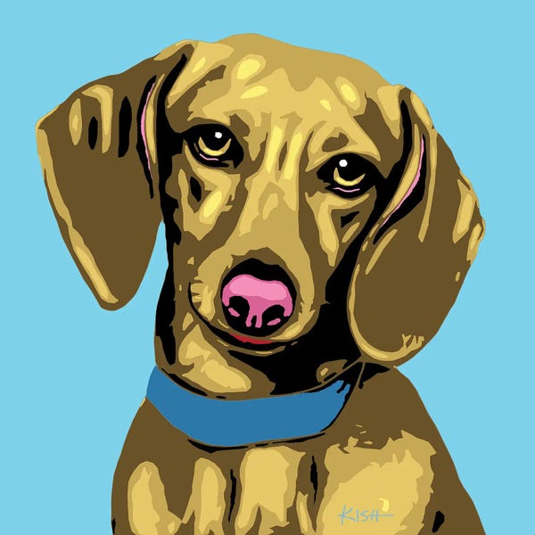 Dachshunds: Dachshund Blue Woofhol by Gretchen KISH Serrano