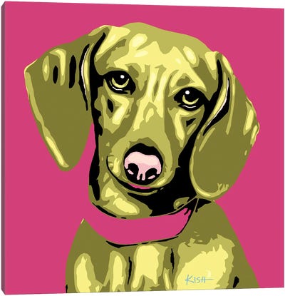 Dachshund Pink Woofhol Canvas Art Print - Gretchen Kish Serrano