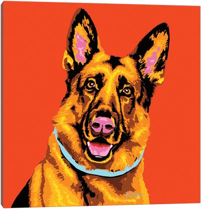 German Shepherd Orange Woofhol Canvas Art Print - Similar to Andy Warhol