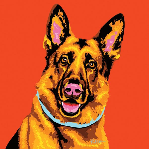 German Shepherds: German Shepherd Orange Woofhol by Gretchen KISH Serrano