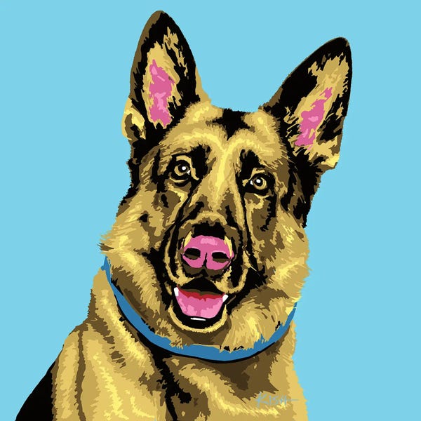 German Shepherds: German Shepherd Blue Woofhol by Gretchen KISH Serrano