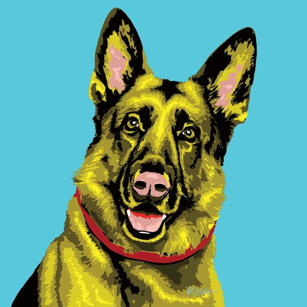 German Shepherds: German Shepherd Teal Woofhol by Gretchen KISH Serrano
