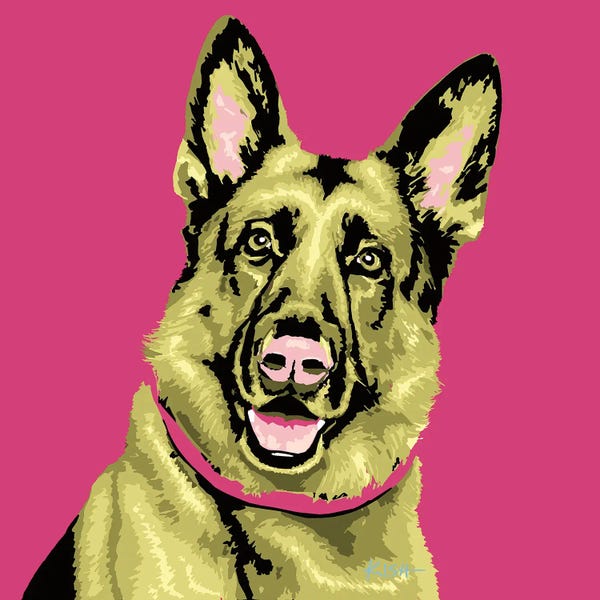 German Shepherds: German Shepherd Pink Woofhol by Gretchen KISH Serrano