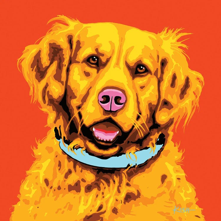 Golden Retriever Orange Woofhol by Gretchen Kish Serrano wall art