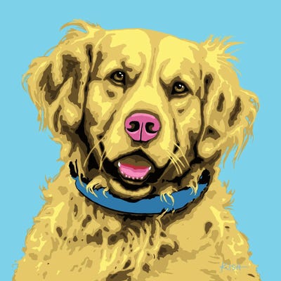 Golden Retriever Blue Woofhol by Gretchen KISH Serrano multi panel art
