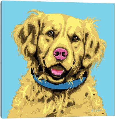 Golden Retriever Blue Woofhol Canvas Art Print - Similar to Andy Warhol
