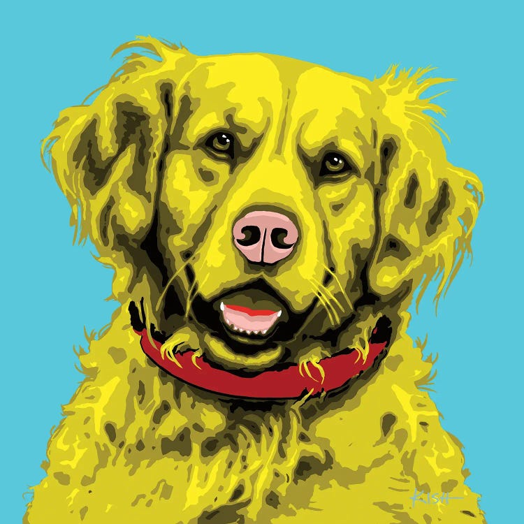 Golden Retriever Teal Woofhol by Gretchen Kish Serrano wall art