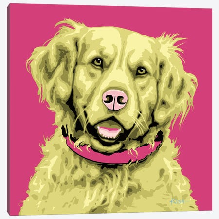 Golden Retriever Pink Woofhol Canvas Print #GKS333} by Gretchen Kish Serrano Art Print