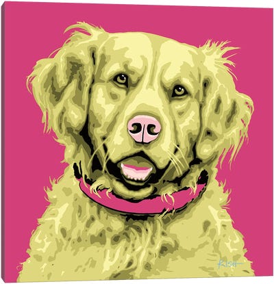 Golden Retriever Pink Woofhol Canvas Art Print - Golden Retriever Art