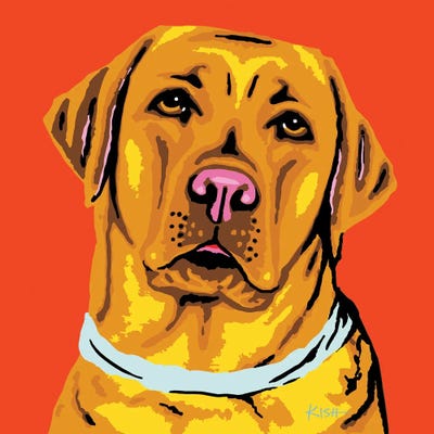 Yellow Lab Orange Woofhol by Gretchen KISH Serrano multi panel art