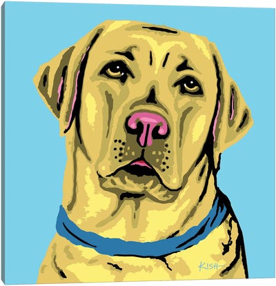 Yellow Lab Blue Woofhol Canvas Art Print - Similar to Andy Warhol