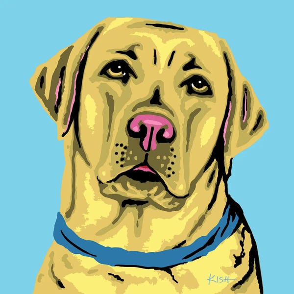 Similar To Andy Warhol: Yellow Lab Blue Woofhol by Gretchen KISH Serrano