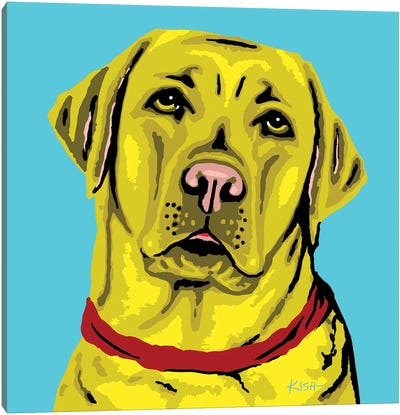 Yellow Lab Teal Woofhol Canvas Art Print - Similar to Andy Warhol