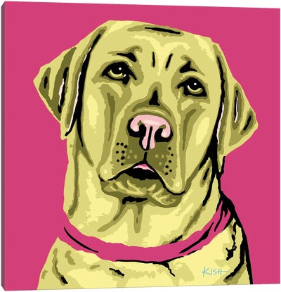 Yellow Lab Pink Woofhol Canvas Art Print - Gretchen Kish Serrano