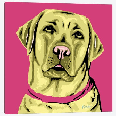 Yellow Lab Pink Woofhol Canvas Print #GKS337} by Gretchen Kish Serrano Canvas Art