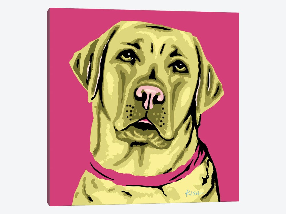 Yellow Lab Pink Woofhol by Gretchen Kish Serrano 1-piece Canvas Art