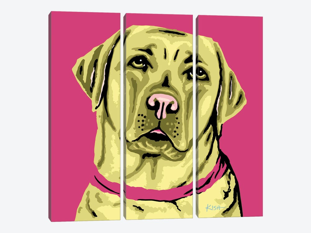 Yellow Lab Pink Woofhol by Gretchen Kish Serrano 3-piece Canvas Art