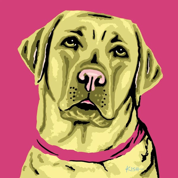 Similar To Andy Warhol: Yellow Lab Pink Woofhol by Gretchen KISH Serrano