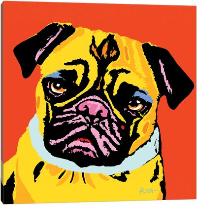 Pug Orange Woofhol Canvas Art Print - Similar to Andy Warhol