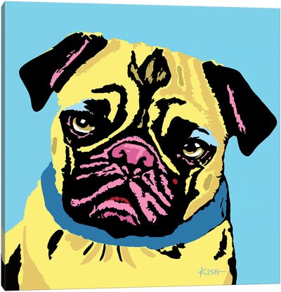 Pug Blue Woofhol Canvas Art Print - Similar to Andy Warhol