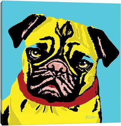 Pug Teal Woofhol Canvas Art Print - Similar to Andy Warhol
