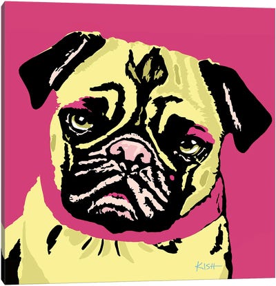 Pug Pink Woofhol Canvas Art Print - Similar to Andy Warhol