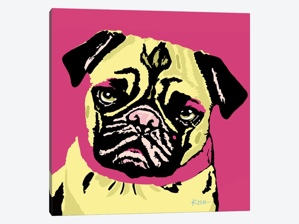 Pug Pink Woofhol by Gretchen Kish Serrano 1-piece Canvas Art Print
