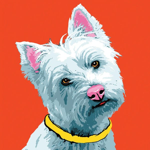 West Highland White Terriers: Westie Orange Woofhol by Gretchen KISH Serrano