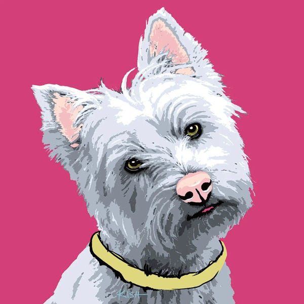 West Highland White Terriers: Westie Pink Woofhol by Gretchen KISH Serrano