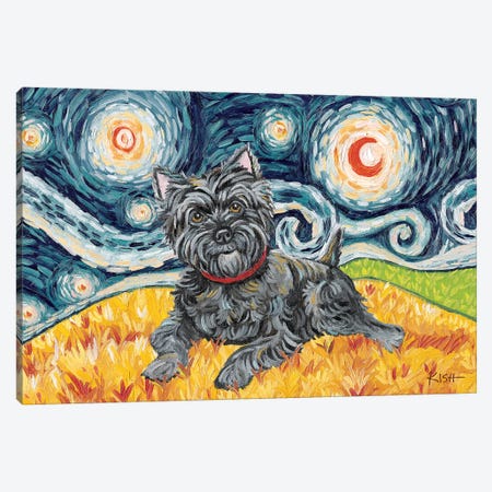 Cairn Terrier On A Starry Night Dark Canvas Print #GKS34} by Gretchen Kish Serrano Canvas Art Print