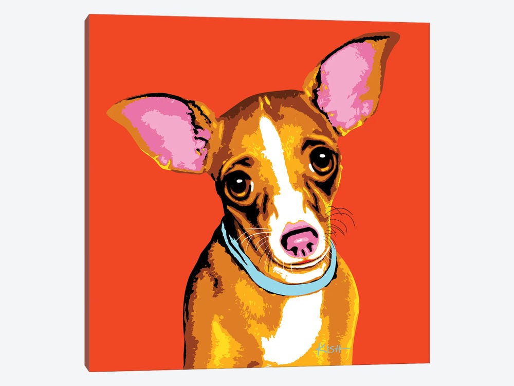 Chihuahua Orange Woofhol by Gretchen Kish Serrano 1-piece Canvas Print
