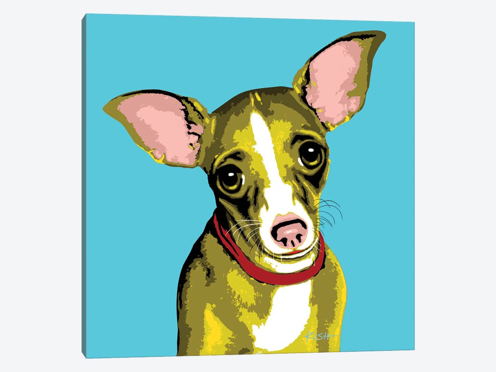 Chihuahua Teal Woofhol by Gretchen Kish Serrano 1-piece Canvas Print
