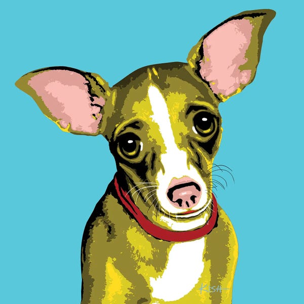 Chihuahuas: Chihuahua Teal Woofhol by Gretchen KISH Serrano