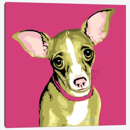 Chihuahua Pink Woofhol Canvas Print #GKS353} by Gretchen Kish Serrano Art Print