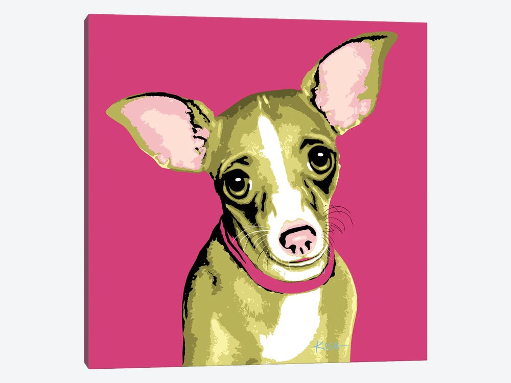 Chihuahua Pink Woofhol by Gretchen Kish Serrano 1-piece Canvas Wall Art