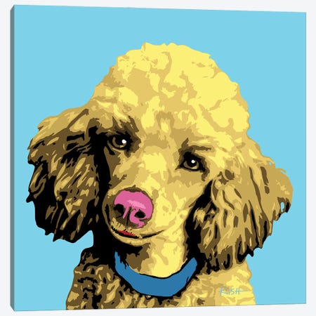Poodle Blue Woofhol Canvas Print #GKS355} by Gretchen Kish Serrano Canvas Wall Art
