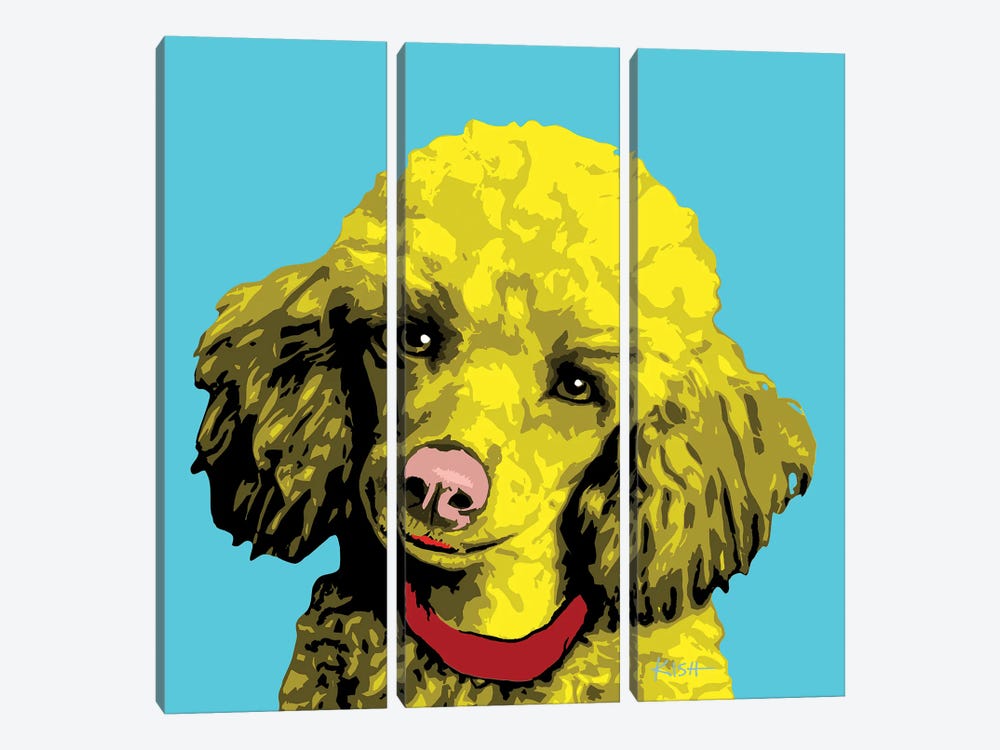 Poodle Teal Woofhol 3-piece Canvas Art Print