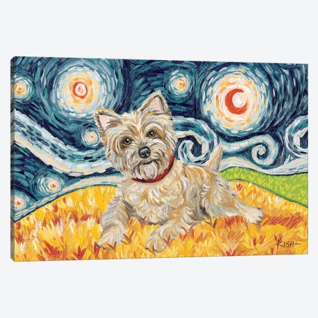 Cairn Terrier On A Starry Night Light Canvas Print #GKS35} by Gretchen Kish Serrano Canvas Print