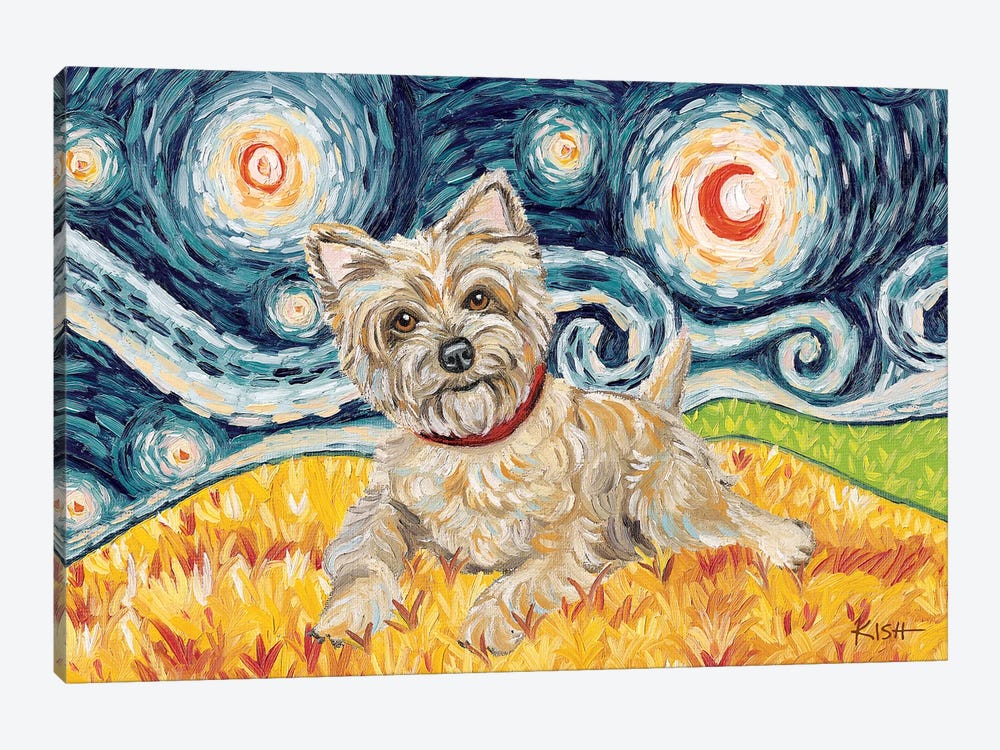 Cairn Terrier On A Starry Night Light by Gretchen Kish Serrano 1-piece Canvas Print