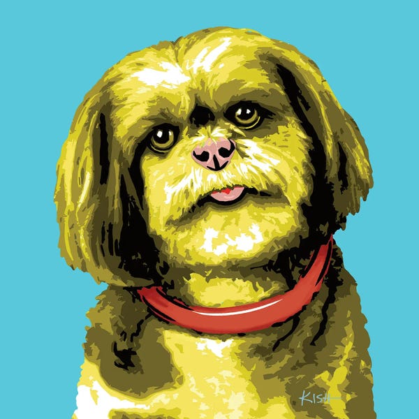 Shih Tzus: Shih Tzu Teal Woofhol by Gretchen KISH Serrano